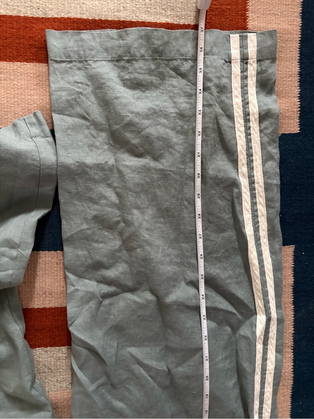 Donni Linen Crop Stripe Pant, Sage Green, L - Picture 5 of 5